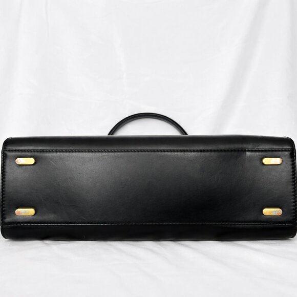 Authentic Tory Burch Lee Radziwill Black Leather Satchel Bag with Dust Bag - Picture 8 of 11